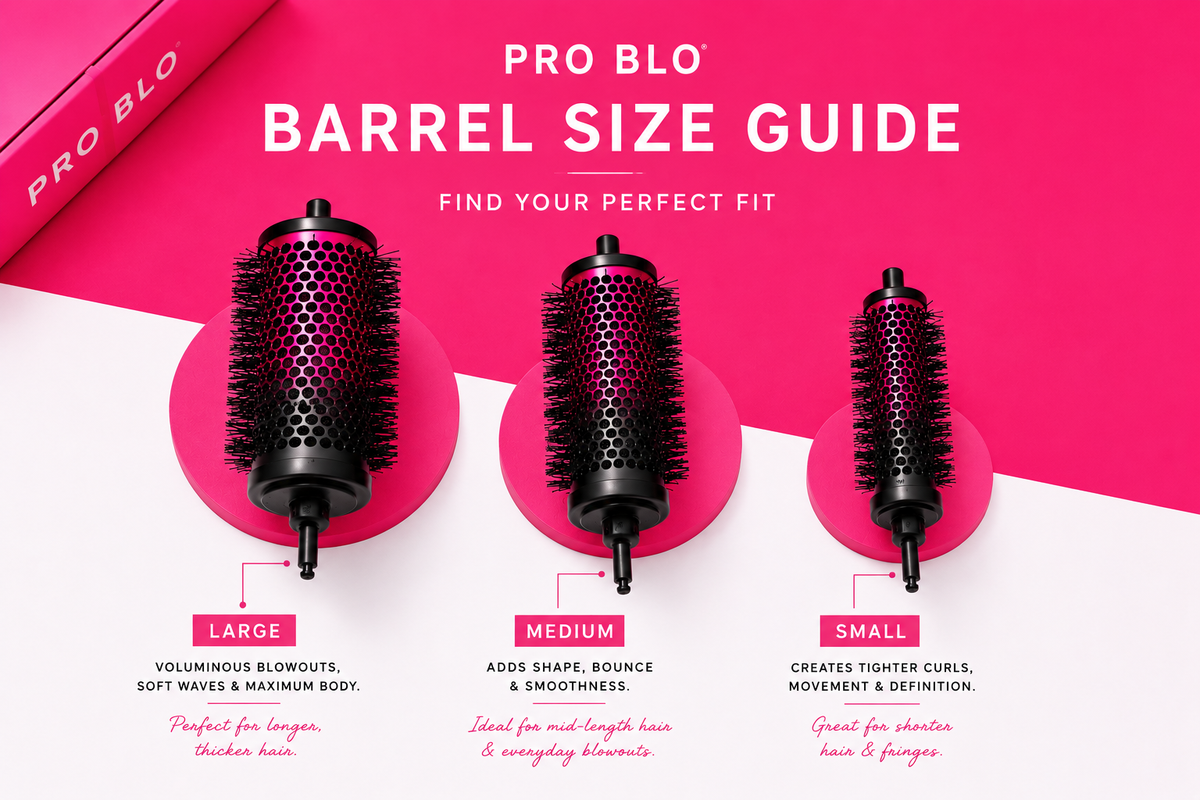 The Blowout Authority CurlME blow-dry brush barrels in small, medium and large