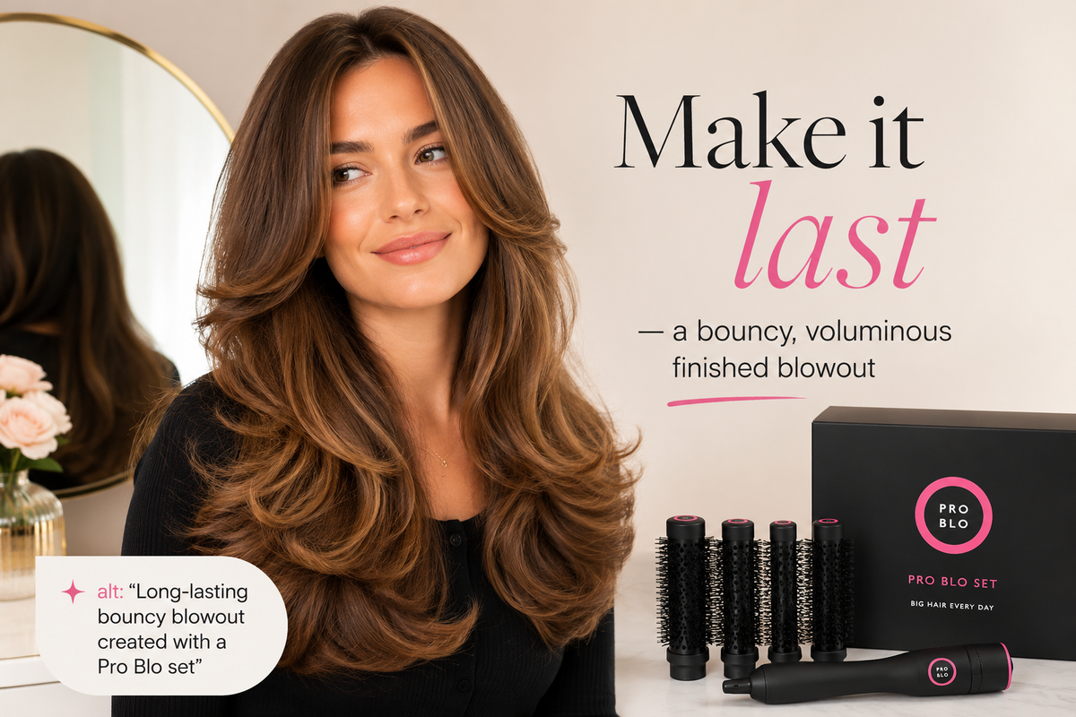 Long-lasting bouncy blowout created with a CurlME set